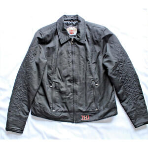 Harley Davidson Women's Black Rose & Thorn Embroidered Jacket Size Large